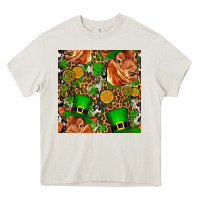 Cream st patricks  cow with candy Heavy Core Tee - FaDigitalArtStudio