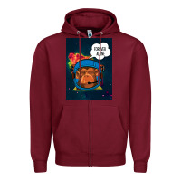 Burgundy Forever Alone, Monkey, Space, Monkey At Space, Zipper Hoodie - Bettercallsaul