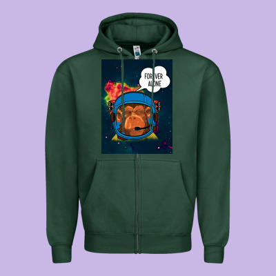 Forever Alone, Monkey, Space, Monkey At Space, Zipper Hoodie Designed By Bettercallsaul