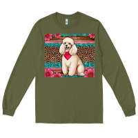 Army Green standart poodle floral Long Sleeve Tee - Artiststas