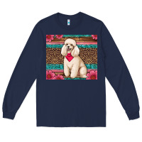 Navy standart poodle floral Long Sleeve Tee - Artiststas