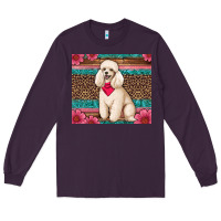 Plum standart poodle floral Long Sleeve Tee - Artiststas