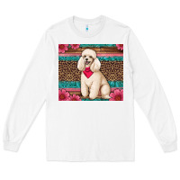 White standart poodle floral Long Sleeve Tee - Artiststas