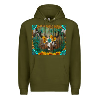 Army Green boho bullskull Premium Hoodie - RanaPortraitStore