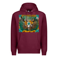 Burgundy boho bullskull Premium Hoodie - RanaPortraitStore