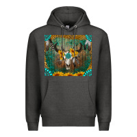 Charcoal Heather boho bullskull Premium Hoodie - RanaPortraitStore