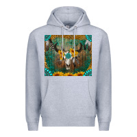 Heather Grey boho bullskull Premium Hoodie - RanaPortraitStore