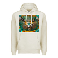Oatmeal Heather boho bullskull Premium Hoodie - RanaPortraitStore