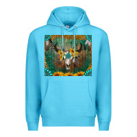 Ocean Blue boho bullskull Premium Hoodie - RanaPortraitStore