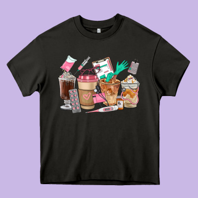 Nurse Coffee Cups Heavy Core Tee Designed By Fadigitalartstudio
