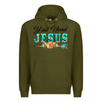 Army Green y'all need jesus arrow lily flowers Premium Hoodie - BarkalooDesign