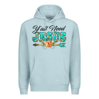 Blue Mist y'all need jesus arrow lily flowers Premium Hoodie - BarkalooDesign