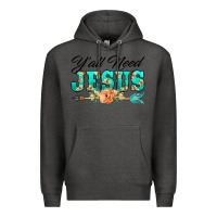 Charcoal Heather y'all need jesus arrow lily flowers Premium Hoodie - BarkalooDesign
