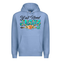 Colony Blue y'all need jesus arrow lily flowers Premium Hoodie - BarkalooDesign
