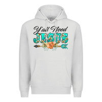 Dove Grey y'all need jesus arrow lily flowers Premium Hoodie - BarkalooDesign