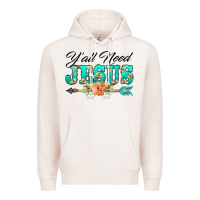Pale Pink y'all need jesus arrow lily flowers Premium Hoodie - BarkalooDesign