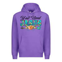 Purple y'all need jesus arrow lily flowers Premium Hoodie - BarkalooDesign