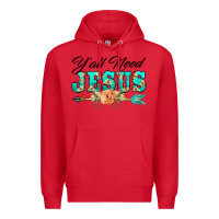 Red y'all need jesus arrow lily flowers Premium Hoodie - BarkalooDesign