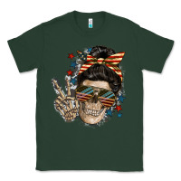 Sports Green American Mother skull Mother's Day Classic Tee - FaDigitalArtStudio