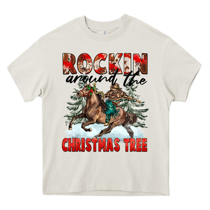 Rockin Around The Christmas Tree Rodeo Heavy Core Tee by FaDigitalArtStudio | Teevron