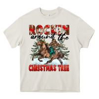 Cream Rockin Around The Christmas Tree Rodeo Heavy Core Tee - FaDigitalArtStudio