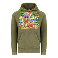 Vintage Olive love summer gnomes  Background Vintage Hoodie - BarkalooDesign
