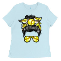 Baby Blue softball mom Ladies Tee - RacoonDesign