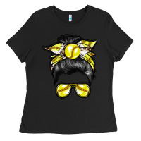 Black softball mom Ladies Tee - RacoonDesign