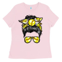 Bubblegum Pink softball mom Ladies Tee - RacoonDesign