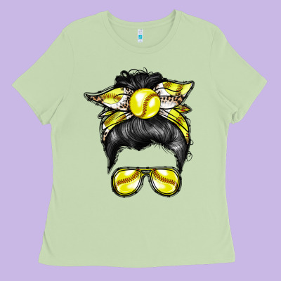 Softball Mom Ladies Tee Designed By Racoondesign