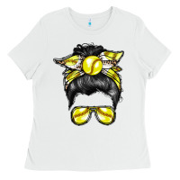 White softball mom Ladies Tee - RacoonDesign