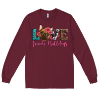 Burgundy love french bulldogs Long Sleeve Tee - Artiststas