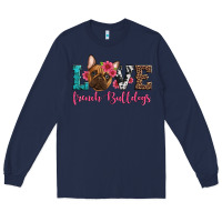 Navy love french bulldogs Long Sleeve Tee - Artiststas