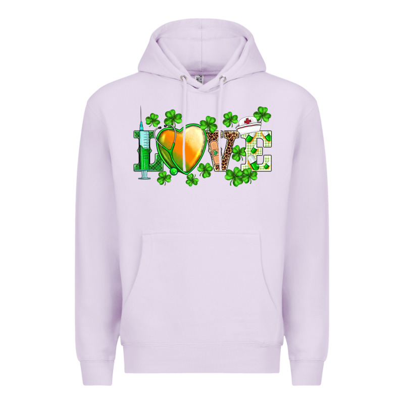 St.patrick's Nurse Love Heart Stethoscope Premium Hoodie by BarkalooDesign | Teevron