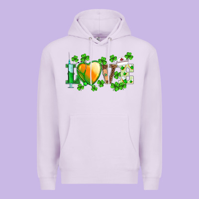 St.patrick's Nurse Love Heart Stethoscope Premium Hoodie Designed By Barkaloodesign