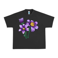 Pigment Black Pasque Flower Illustrations Urban Heavy Tee - LillyAllenDesigns
