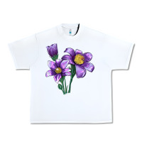 White Pasque Flower Illustrations Urban Heavy Tee - LillyAllenDesigns