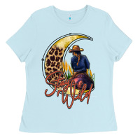 Baby Blue stay wild moon cowgirl Ladies Tee - RacoonDesign