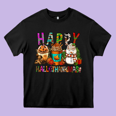 Happy Hallothankmas Coffee Cups Heavy Core Tee Designed By Fadigitalartstudio