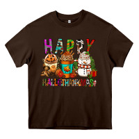 Chocolate Brown Happy hallothankmas coffee cups Heavy Core Tee - FaDigitalArtStudio
