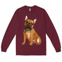 Burgundy french bulldog Long Sleeve Tee - Artiststas