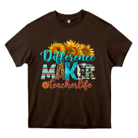 Chocolate Brown difference maker teacher life Heavy Core Tee - BundleAndBundleShop