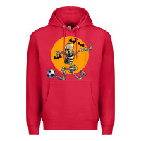Cardinal skeleton soccer player funny halloween blood moon Premium Hoodie - DesignPulse