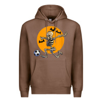 Chestnut skeleton soccer player funny halloween blood moon Premium Hoodie - DesignPulse