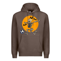 Coffee skeleton soccer player funny halloween blood moon Premium Hoodie - DesignPulse