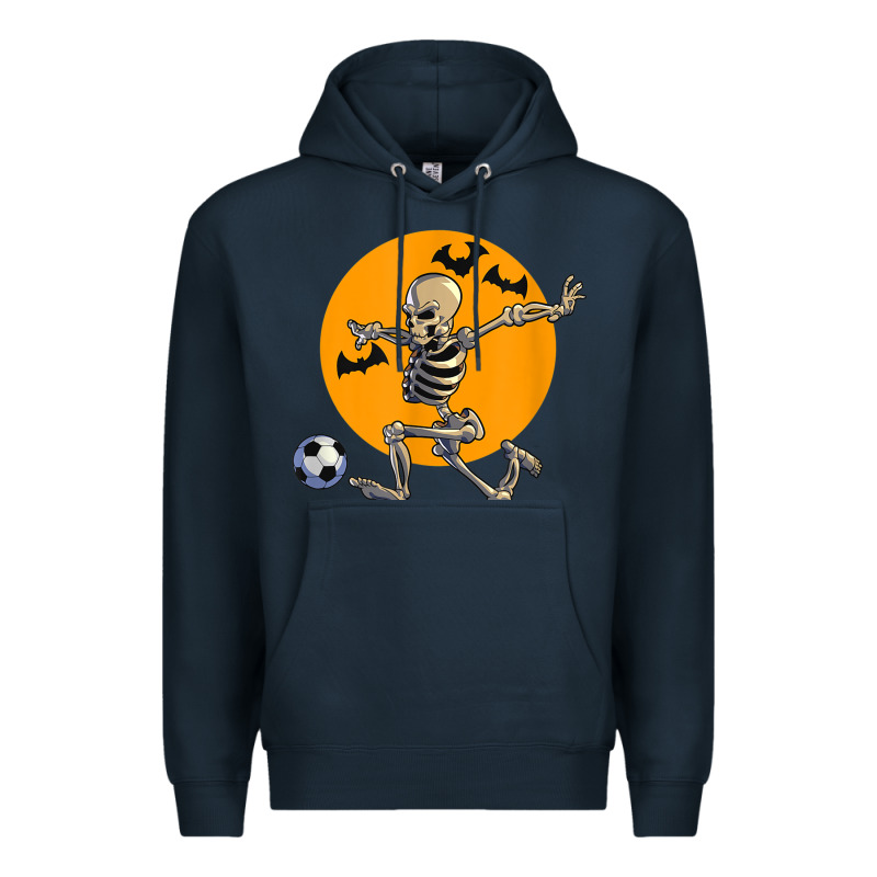 Skeleton Soccer Player Funny Halloween Blood Moon Premium Hoodie by DesignPulse | Teevron