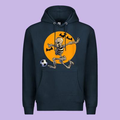 Skeleton Soccer Player Funny Halloween Blood Moon Premium Hoodie Designed By Designpulse