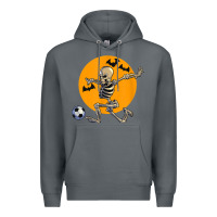 Rock skeleton soccer player funny halloween blood moon Premium Hoodie - DesignPulse