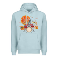 Blue Mist Skeleton Drummer Halloween Costume Playing Drums Mens Boys Premium Hoodie - DesignPulse