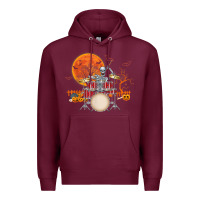 Burgundy Skeleton Drummer Halloween Costume Playing Drums Mens Boys Premium Hoodie - DesignPulse